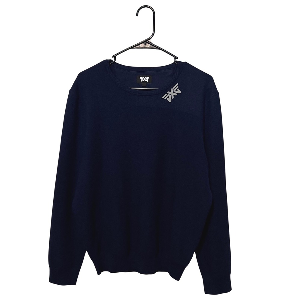 PXG Crewneck Sweater Mens Large Navy Blue Parsons Xtreme Golf Tour Logo Pullover